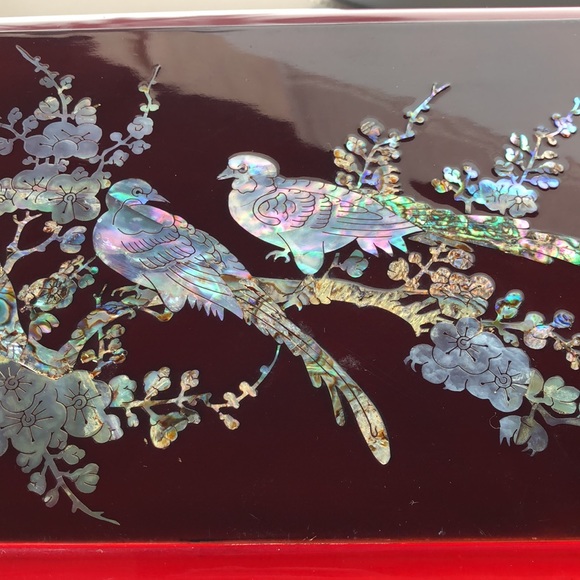🎉HP🎉 VNTG Jewelry Box MOP Inlaid Birds and Flowers. - Picture 10 of 11
